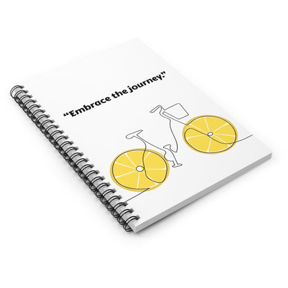 Inspirational Spiral Notebook- 'Embrace the Journey', Bicycle Illustration, Trendy Motivational Journal, Self-Love & Empowerment Diary.