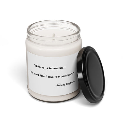 Scented Soy Candle with Saying, 9oz, 'Nothing is Impossible', White Candle Jar, Perfect Gift Idea, Toxin free Candle, Fragrance Soy Candle.