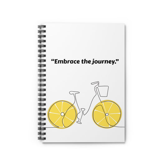 Inspirational Spiral Notebook- 'Embrace the Journey', Bicycle Illustration, Trendy Motivational Journal, Self-Love & Empowerment Diary.