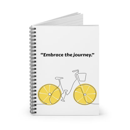 Inspirational Spiral Notebook- 'Embrace the Journey', Bicycle Illustration, Trendy Motivational Journal, Self-Love & Empowerment Diary.