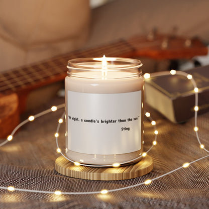 Scented Soy Candle with Saying, 9oz, 'At night, a candle is brighter than the sun', White Candle Jar, Perfect Gift Idea, Toxin free Candle.