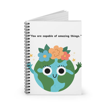 Inspirational Spiral Notebook- 'You are capable of amazing things', Ruled Line Notebook, School Notebook, Cute Student Journal, Gift Idea.